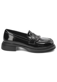 Czarne Półbuty S.Barski Eleganckie Mokasyny Damskie. Kolor: czarny. Materiał: materiał. Sezon: lato. Styl: elegancki #4