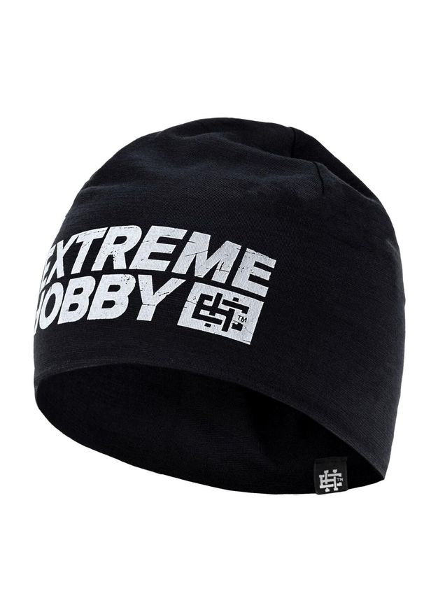 Czapka męska jesienno-zimowa bawełniana EXTREME HOBBY BLOCK 2024. Kolor: czarny. Materiał: elastan, bawełna. Sezon: zima, jesień