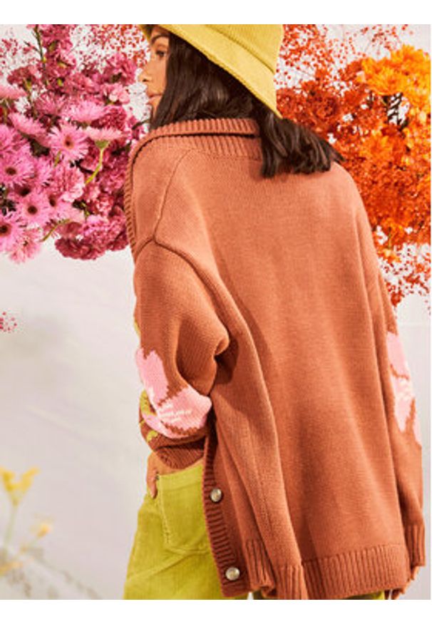 Roxy Kardigan Hand On Heart Swtr ERJSW03584 Pomarańczowy Regular Fit. Kolor: pomarańczowy. Materiał: syntetyk