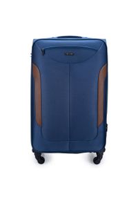 Duża walizka miękka L Solier STL1801 granatowo-brązowa. Kolor: brązowy, wielokolorowy, niebieski. Materiał: materiał
