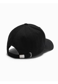 Ombre Clothing - Męska czapka z daszkiem bejsbolówka z patchem – czarna V1. Kolor: czarny. Materiał: bawełna. Wzór: aplikacja, ze splotem. Styl: casual