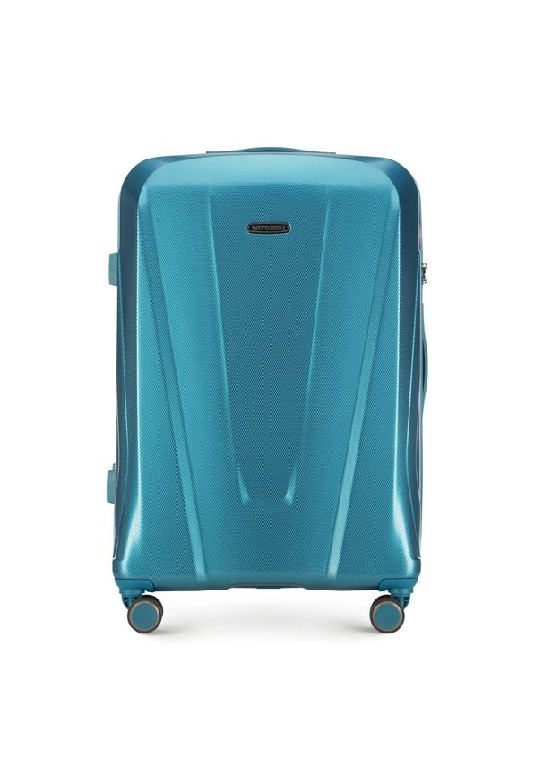 Wittchen - Duża walizka z polikarbonu geometryczna niebieska. Kolor: niebieski. Materiał: guma. Wzór: geometria