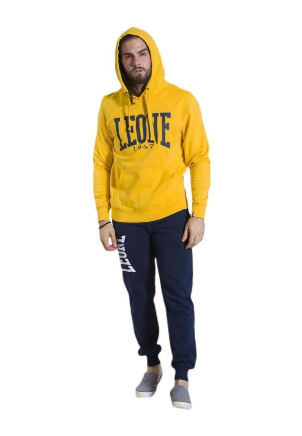 LEONE 1947 APPAREL - Męska bluza z kapturem Leone 1947 Apparel. Typ kołnierza: kaptur. Kolor: żółty. Materiał: tkanina. Sport: fitness