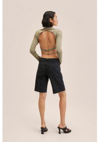 mango - Mango szorty jeansowe Anais damskie kolor szary gładkie high waist. Okazja: na co dzień. Stan: podwyższony. Kolor: szary. Materiał: jeans. Wzór: gładki. Styl: casual #6
