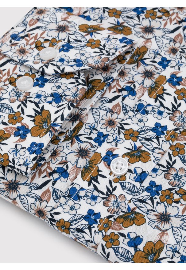 Pako Lorente - PAKO LORENTE – Biała koszula w kwiaty. Kolor: biały. Materiał: elastan, bawełna. Długość rękawa: długi rękaw. Długość: długie. Wzór: kwiaty