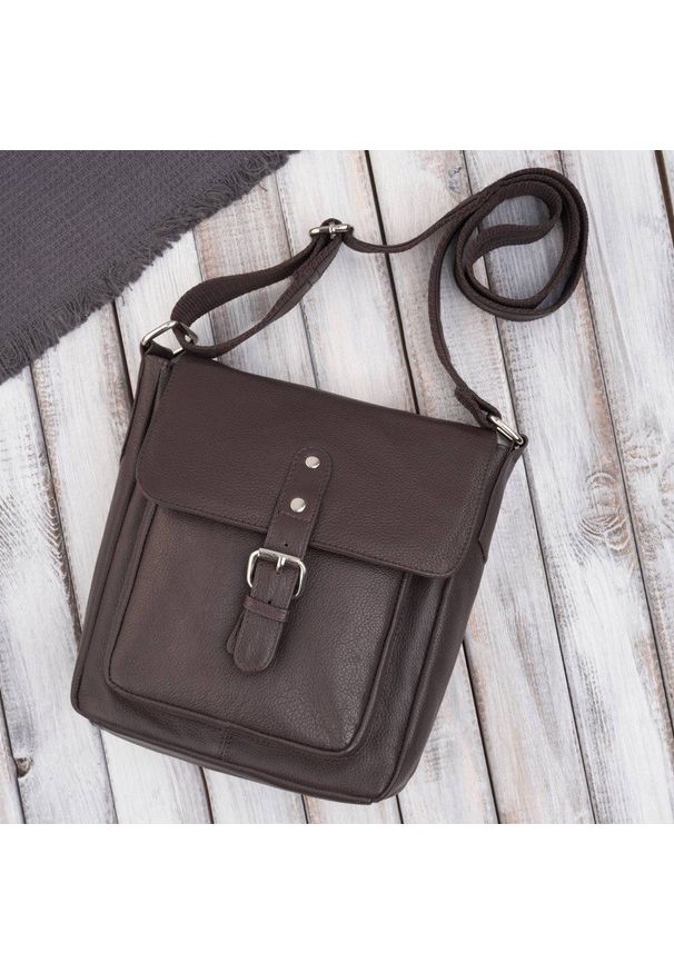 PAOLO PERUZZI - Paolo Peruzzi Listonoszka męska na ramię vintage retro brązowa E-32-BR. Kolor: brązowy