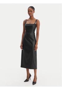 Hugo - HUGO Sukienka z imitacji skóry Kattarina-1 50553546 Czarny Slim Fit. Kolor: czarny. Materiał: skóra #1