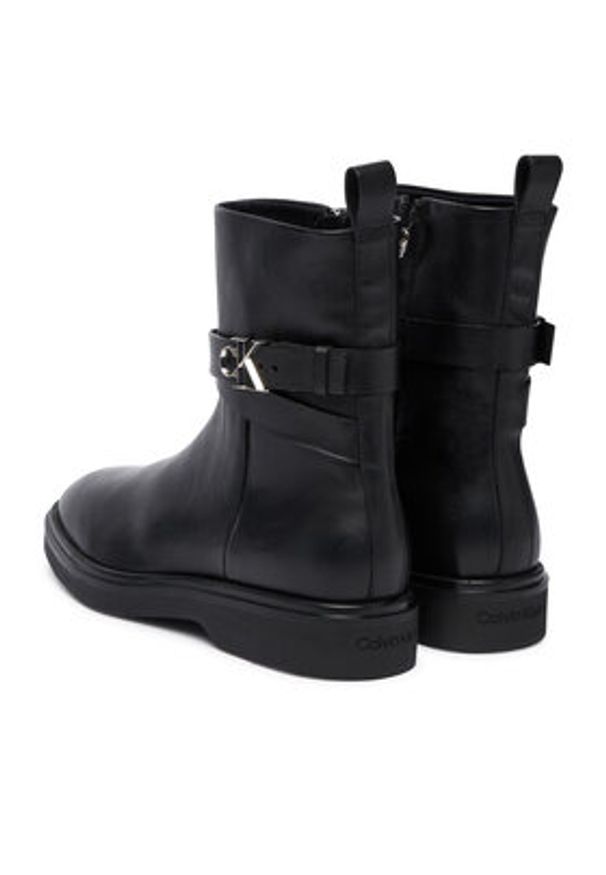 Calvin Klein Botki Ankle Boot W/ Metal Logo HW0HW02663 Czarny. Kolor: czarny. Materiał: skóra