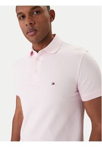 TOMMY HILFIGER - Tommy Hilfiger Polo 1985 MW0MW17771 Różowy Slim Fit. Typ kołnierza: polo. Kolor: różowy. Materiał: bawełna #4
