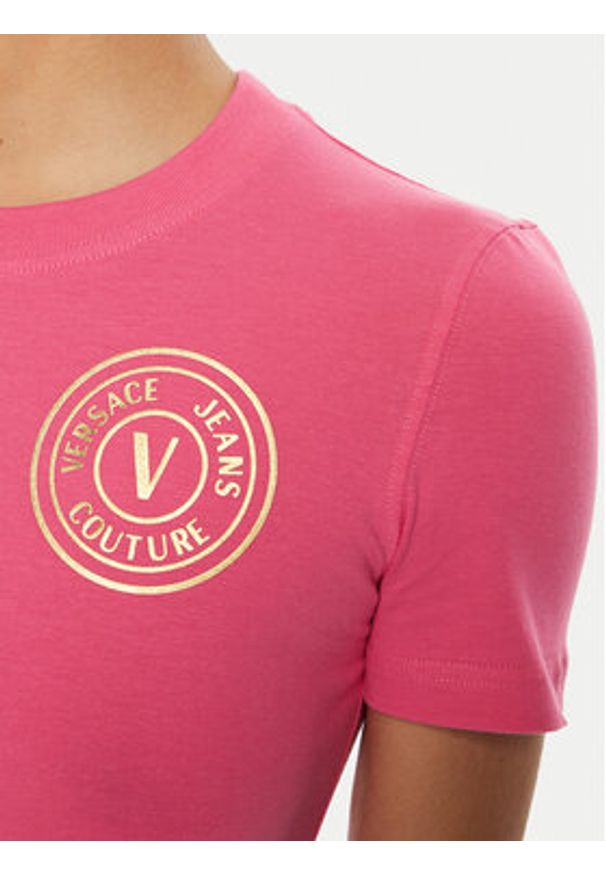 Versace Jeans Couture T-Shirt 78HAHT00 Różowy Regular Fit. Kolor: różowy. Materiał: bawełna