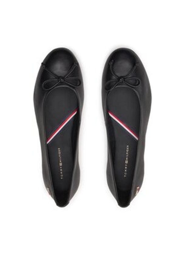 TOMMY HILFIGER - Tommy Hilfiger Baleriny Essential Chic Ballerina FW0FW08059 Czarny. Kolor: czarny. Materiał: skóra
