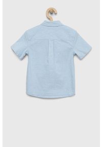 TOMMY HILFIGER - Tommy Hilfiger koszula dziecięca kolor niebieski. Typ kołnierza: kołnierzyk klasyczny. Kolor: niebieski. Materiał: tkanina, bawełna. Wzór: gładki. Styl: klasyczny #2