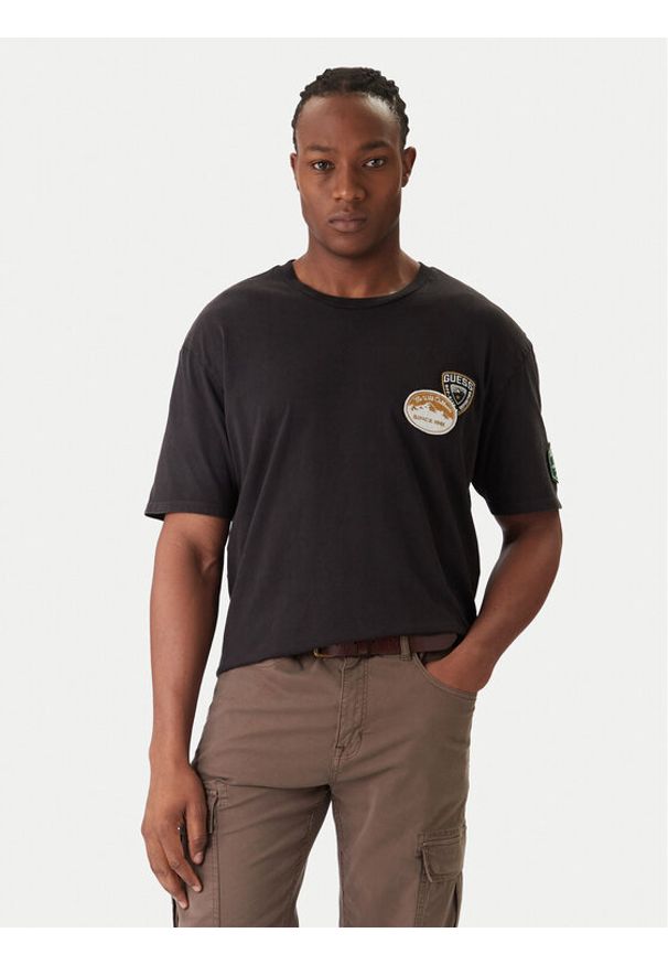 Guess T-Shirt M6RI07 KBW41 Czarny Regular Fit. Kolor: czarny. Materiał: bawełna