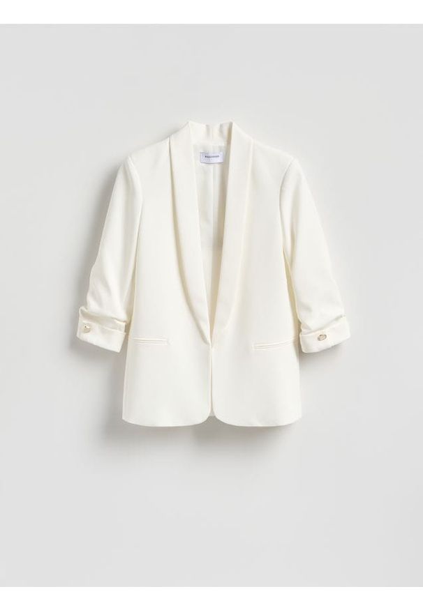 Reserved - Marynarka z dodatkiem wiskozy - biały. Kolor: biały. Materiał: wiskoza