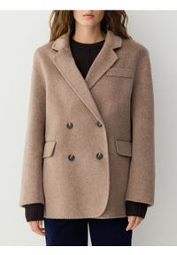 Reserved - Wełniana marynarka handmade - beżowy. Kolor: beżowy. Materiał: wełna