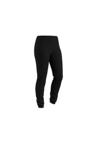 DOMYOS - Spodnie dresowe damskie Domyos Gym & Pilates 500 Slim. Stan: podwyższony. Kolor: czarny. Materiał: bawełna, materiał, poliester, elastan. Wzór: ze splotem. Sport: joga i pilates