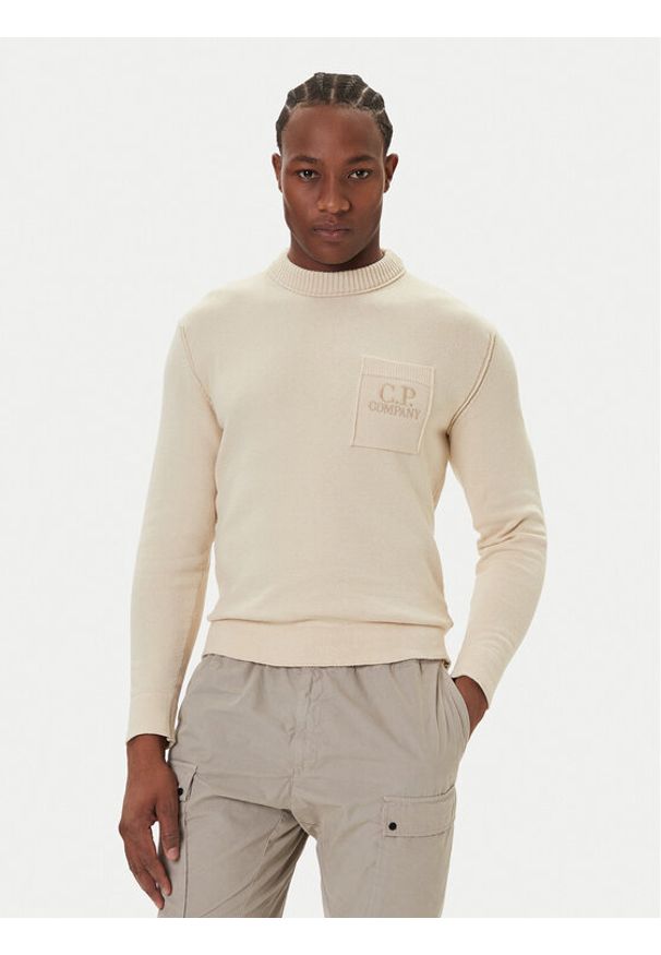 C.P. Company Sweter 19CMKN061A110432A Beżowy Regular Fit. Kolor: beżowy. Materiał: syntetyk, bawełna