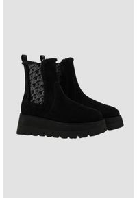 Karl Lagerfeld - KARL LAGERFELD Czarne damskie śniegowce SKYLAR, Rozmiar 37. Kolor: czarny. Materiał: zamsz. Wzór: aplikacja. Styl: elegancki #5