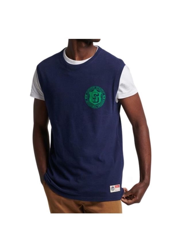 Koszulka sportowa męska Superdry Vintage Athletic. Kolor: niebieski. Materiał: bawełna. Styl: vintage, sportowy
