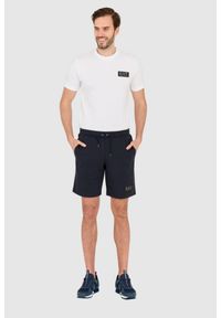 EA7 Emporio Armani - EA7 Granatowe męskie szorty dresowe, Rozmiar S. Kolor: niebieski. Materiał: dresówka, bawełna. Długość: krótkie. Wzór: aplikacja #5