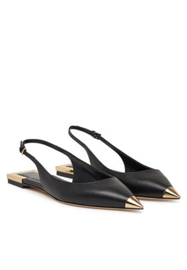 Elisabetta Franchi Baleriny SA-07L-51E2 Czarny. Kolor: czarny. Materiał: skóra