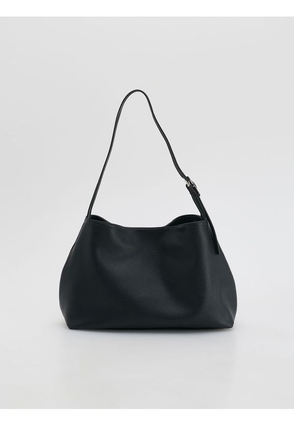 Reserved - Torebka shopper - czarny. Kolor: czarny. Materiał: skórzane