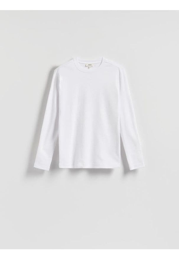 Reserved - Bawełniany longsleeve - biały. Kolor: biały. Materiał: bawełna. Długość rękawa: długi rękaw
