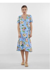 YAS Sukienka codzienna 26029672 Niebieski Regular Fit. Okazja: na co dzień. Kolor: niebieski. Materiał: wiskoza. Typ sukienki: proste. Styl: casual #6