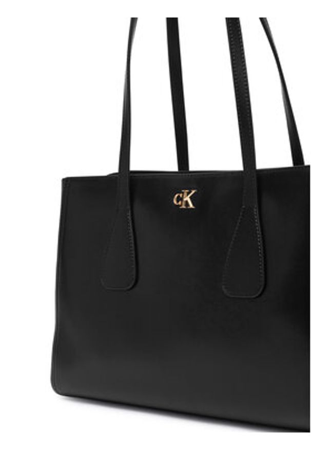 Calvin Klein Torebka Ck Medium Work Tote LV04F3442G Czarny. Kolor: czarny. Materiał: skórzane