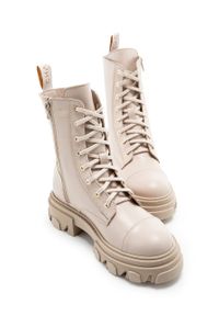 Charles Footwear workery skórzane Keiss damskie kolor beżowy na platformie. Nosek buta: okrągły. Kolor: beżowy. Materiał: skóra. Obcas: na platformie #6