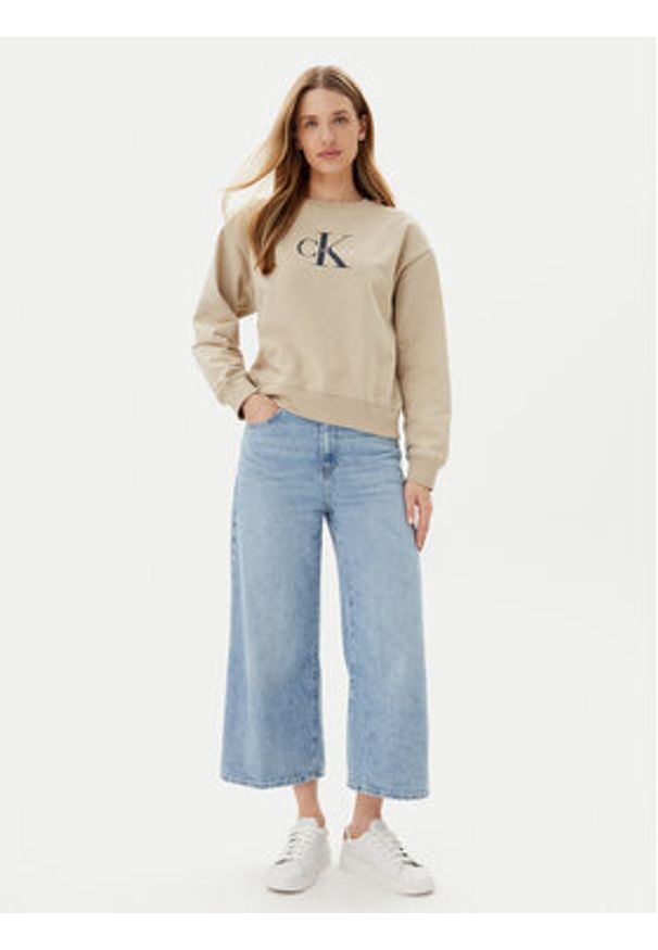 Calvin Klein Jeans Bluza LV047B234G Beżowy Relaxed Fit. Kolor: beżowy. Materiał: bawełna