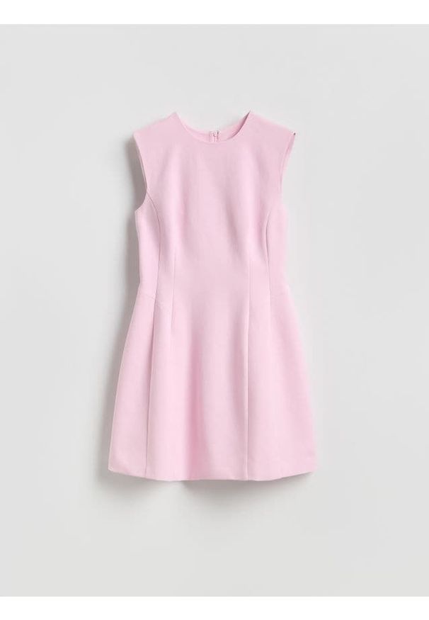 Reserved - Sukienka mini - pastelowy róż. Kolor: różowy. Materiał: tkanina, bawełna. Styl: klasyczny. Długość: mini
