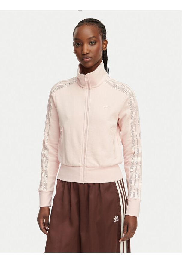 Adidas - adidas Bluza Firebird Lace KC6450 Różowy Slim Fit. Kolor: różowy. Materiał: bawełna