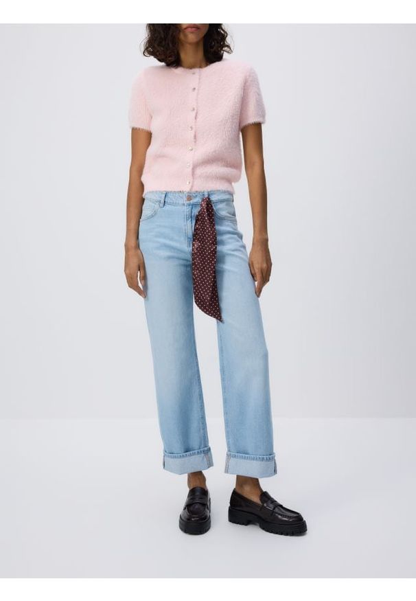 Reserved - Jeansowe spodnie z apaszką - niebieski. Kolor: niebieski