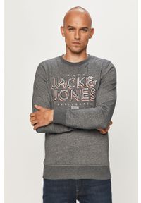 Jack & Jones - Bluza. Okazja: na co dzień. Typ kołnierza: bez kaptura. Kolor: niebieski. Materiał: bawełna, dzianina, elastan. Wzór: aplikacja. Styl: casual #1