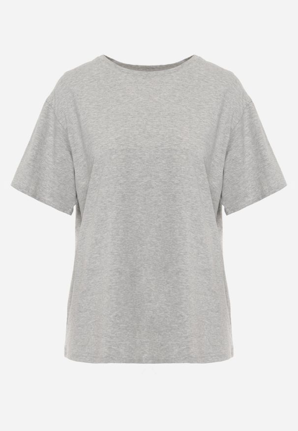 Born2be - Szary T-shirt z Bawełny Typu Oversize Nedika. Okazja: na co dzień. Kolor: szary. Materiał: bawełna. Styl: klasyczny, casual