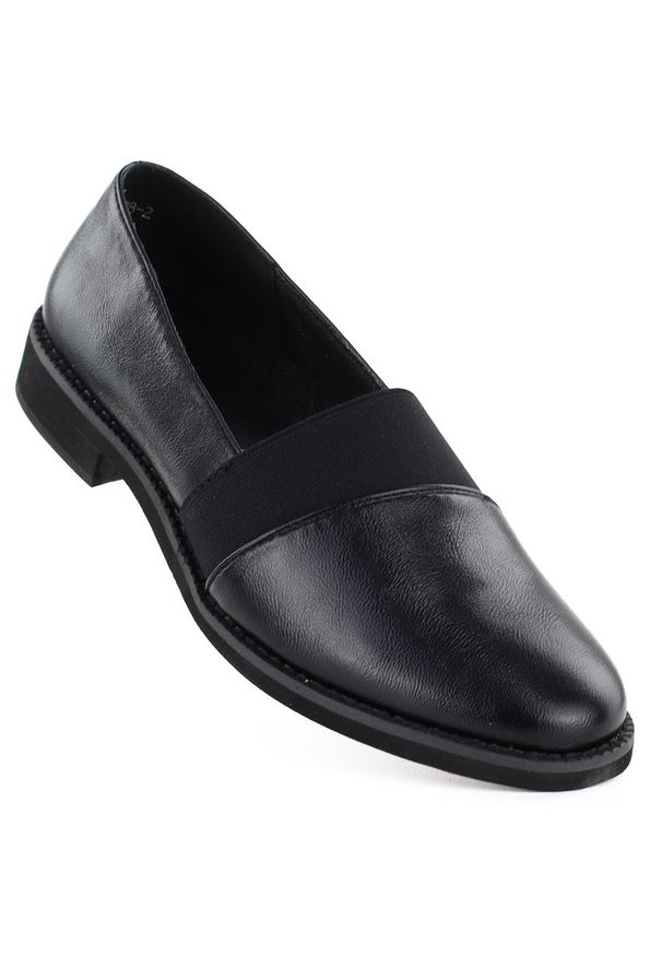 Półbuty damskie czarne Jezzi RMR25128. Kolor: czarny. Materiał: skóra ekologiczna. Styl: elegancki