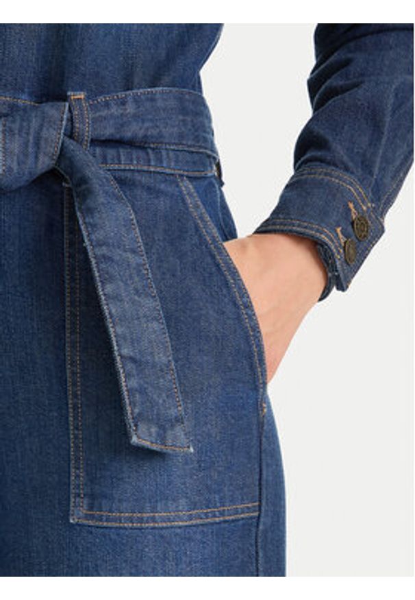Guess Jeans Kombinezon W5BD97 D0026 Granatowy Wide Leg. Kolor: niebieski. Materiał: bawełna