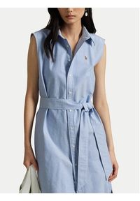 Polo Ralph Lauren Sukienka koszulowa 211965853002 Błękitny Regular Fit. Typ kołnierza: polo. Kolor: niebieski. Materiał: bawełna. Typ sukienki: koszulowe