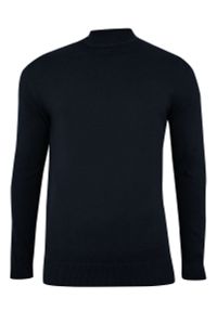 Półgolf Ciemny Granatowy Bawełniany, Prosty Krój, Klasyczny, Męski -Brave Soul. Kolor: niebieski. Materiał: bawełna. Sezon: zima, jesień. Styl: klasyczny #1