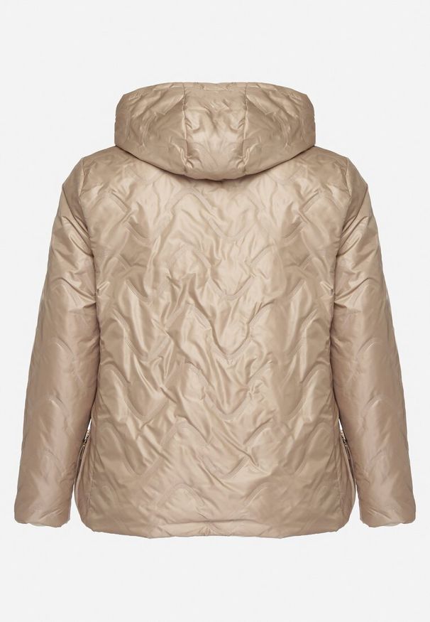 Born2be - Ciemnobeżowa Kurtka Pikowana z Odpinanym Kapturem Marinos. Kolekcja: plus size. Kolor: beżowy. Styl: elegancki