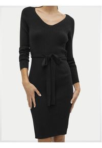 Vero Moda Sukienka dzianinowa Saba 10309320 Czarny Slim Fit. Kolor: czarny. Materiał: wiskoza, syntetyk