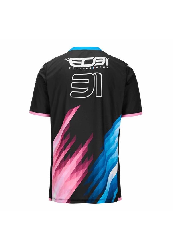 Kappa - Koszulka dla dzieci Alpine F1 Kombat Ocon 2024. Kolor: czarny, różowy, czerwony, wielokolorowy