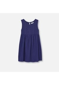 Sinsay - Sukienka gładka - Granatowy. Kolor: niebieski. Wzór: gładki #1