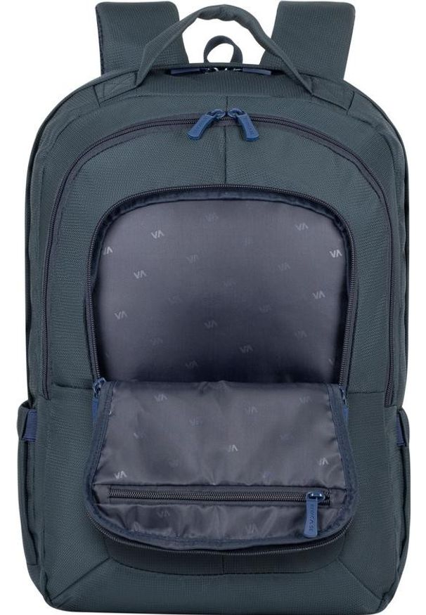 RIVACASE - Plecak Rivacase 8460 ciemno niebieski. Kolor: niebieski. Materiał: poliester, materiał. Wzór: paski. Styl: młodzieżowy, elegancki, casual