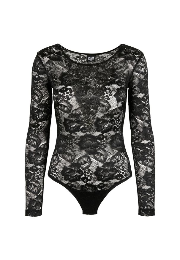 Urban Classics - Koronkowe Body Z Długim Rękawem Dla Kobiet. Kolor: czarny. Materiał: koronka. Długość rękawa: długi rękaw. Długość: długie. Sport: turystyka piesza