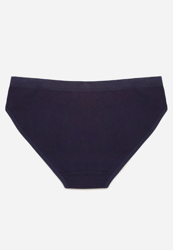 Renee - Granatowe Majtki Figi z Bawełny z Napisem Love Adririn. Kolor: niebieski. Materiał: bawełna. Wzór: napisy