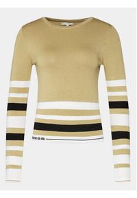 Guess Sweter Maia Rn Ls W4RR46 Z2Y72 Beżowy Slim Fit. Kolor: beżowy. Materiał: wiskoza