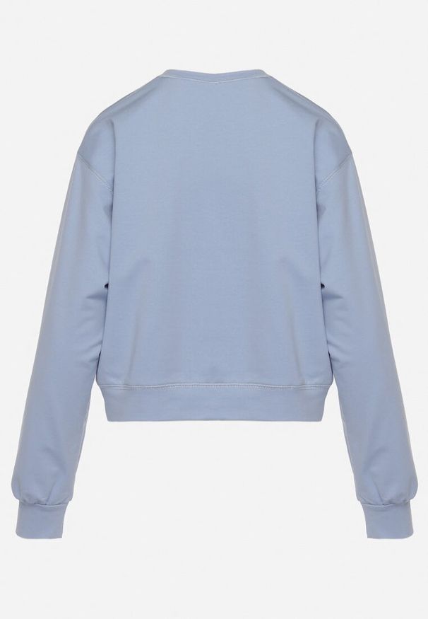 Born2be - Jasnoniebieska Bawełniana Bluza Oversize o Krótszym Kroju Vesperana. Kolor: niebieski. Materiał: bawełna. Długość: krótkie