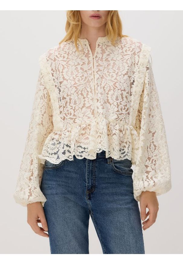 Reserved - Koszula ze strukturalnej tkaniny - złamana biel. Materiał: tkanina